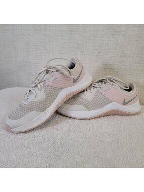 Nike MC Trainer Shoes Womens 9.5 White Pink Athletic Training Running Sneakers